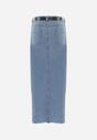 Niebieska Jeansowa Spódnica Maxi z Paskiem Goergen
