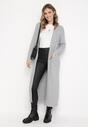 Jasnoszary Długi Kardigan Bez Zapięcia z Kieszeniami Ceddelia