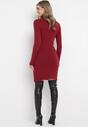 Bordowa Sukienka Midi z Golfem o Sweterkowym Fasonie Abdone