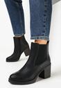 Czarne Botki na Obcasie z Elastyczną Wstawką Adriano