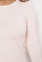Jasnoróżowy Klasyczny Sweter ze Ściągaczami Vernose