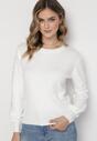 Biały Sweter z Kaszmirem i Koronkowymi Wstawkami na Rękawach Remedio