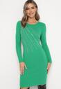 Zielona Dopasowana Sukienka Mini Ozdobiona Cyrkoniami Abercio
