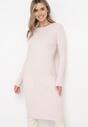 Jasnoróżowa Dzianinowa Sukienka Midi z Bawełną i Kaszmirem Girolama