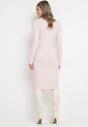 Jasnoróżowa Dzianinowa Sukienka Midi z Bawełną i Kaszmirem Girolama