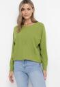 Jasnozielony Sweter z Rękawem Nietoperz Zefirada
