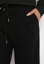 Czarne Szerokie Spodnie z Gumką w Pasie i Wsuwanymi Kieszeniami z Wysokim Stanem Seliduna