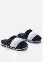 Granatowe Kapcie z Futerka w Szerokie Paski Pasqualina