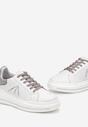 Biało-Szare Sneakersy na Grubej Podeszwie w Cyrkonie Rizafine