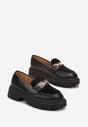 Czarne Mokasyny na Grubej Podeszwie z Klamerką Ambrise
