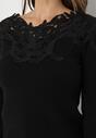 Czarny Sweter z Kaszmirem i Bawełną Ozdobiony Koronką Sarella