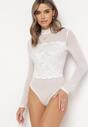 Białe Siateczkowe Body z Koronką Abigaia