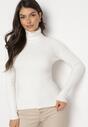 Biały Golf ze Sweterkowej Dzianiny o Dopasowanym Fasonie Vicola