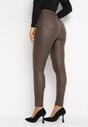Brązowe Modelujące Spodnie Skinny z Imitacji Skóry Natividade
