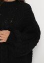 Czarny Sweter Oversize z Szerokim Splotem Voronin