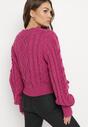Fuksjowy Klasyczny Sweter ze Ściągaczami i Ozdobnym Sznurowaniem Nabira