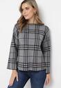 Ciemnoszary Sweter w Kratkę Burberry z Szerokimi Rękawami Gremese