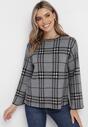 Ciemnoszary Sweter w Kratkę Burberry z Szerokimi Rękawami Gremese