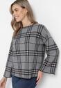 Ciemnoszary Sweter w Kratkę Burberry z Szerokimi Rękawami Gremese