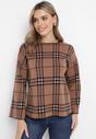 Ciemnobeżowy Sweter w Kratkę Burberry z Szerokimi Rękawami Gremese