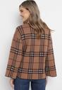 Ciemnobeżowy Sweter w Kratkę Burberry z Szerokimi Rękawami Gremese