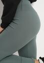 Ciemnozielone Legginsy z Kopertową Gumką w Pasie Fadese