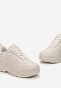 Beżowe Sneakersy na Grubej Podeszwie Treiu