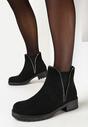 Czarne Botki z Wstawką w Cyrkonie Papines
