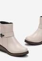 Beżowe Botki na Niskim Koturnie z Ozdobną Klamrą Osiallo
