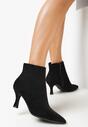Czarne Botki na Niewysokiej Szpilce z Noskiem w Szpic Lidmea
