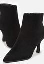 Czarne Botki na Niewysokiej Szpilce z Noskiem w Szpic Lidmea