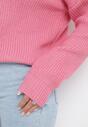 Różowy Sweter z Golfem o Prążkowanej Fakturze Afromava