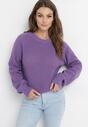 Ciemnofioletowy Sweter w Ozdobny Splot Suzann