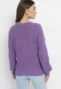 Ciemnofioletowy Sweter w Ozdobny Splot Suzann