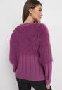 Fioletowy Sweter o Klasycznym Kroju z Puchatego Materiału Hellende
