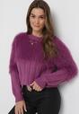Fioletowy Sweter o Klasycznym Kroju z Puchatego Materiału Hellende