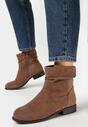 Brązowe Botki z Marszczoną i Wywiniętą Cholewką Kordanna