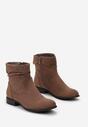 Brązowe Botki z Marszczoną i Wywiniętą Cholewką Kordanna