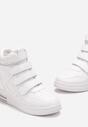 Białe Sneakersy na Ukrytym Koturnie z Zapięciem na Rzepy Amria