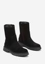 Czarne Botki z Imitacji Zamszu na Płaskiej Podeszwie Cleomia