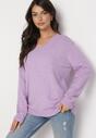 Jasnofioletowy Klasyczny Sweter z Trójkątnym Dekoltem i Ściągaczami Modahia
