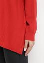 Czerwony Sweter z Przeszyciami i Rękawami Typu Nietoperz Jallee