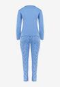 Niebieski 2-Częściowy Komplet Piżamowy z Polarem Długie Spodnie na Gumce i Koszulka z Haftem Salles