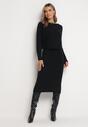 Czarny 2-częściowy Komplet Dzianinowy Sweter i Sukienka Rialles