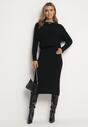 Czarny 2-częściowy Komplet Dzianinowy Sweter i Sukienka Rialles