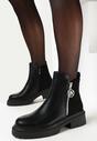 Czarne Botki Sztyblety na Grubej Podeszwie Tatave