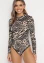 Beżowe Body z Welurowym Wzorem Paisley Mairase