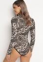 Beżowe Body z Welurowym Wzorem Paisley Mairase