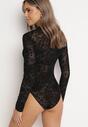 Czarne Body z Welurowym Wzorem Paisley Mairase