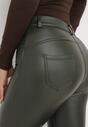 Ciemnozielone Spodnie Skinny z Imitacji Skóry Afortte